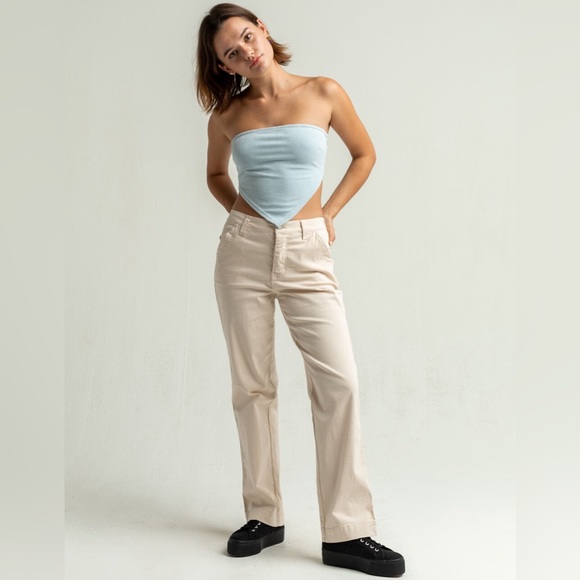 NWOT NIA Terrycloth Women’s Scarf Crop Tie Top in Sky Blue - Size XS - Picture 2 of 11